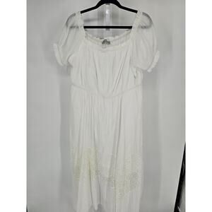J Gee Womens Sz 2X Midi Length White Short Sleeve Etherial Dress Fairycore